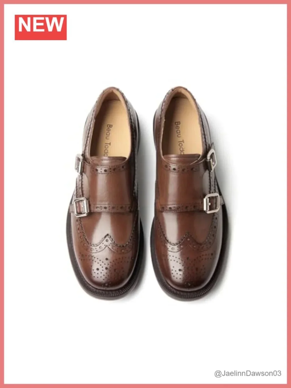 Women's Leather Monk Strap Loafers Cap Toe Slip-On Flats Business Casual